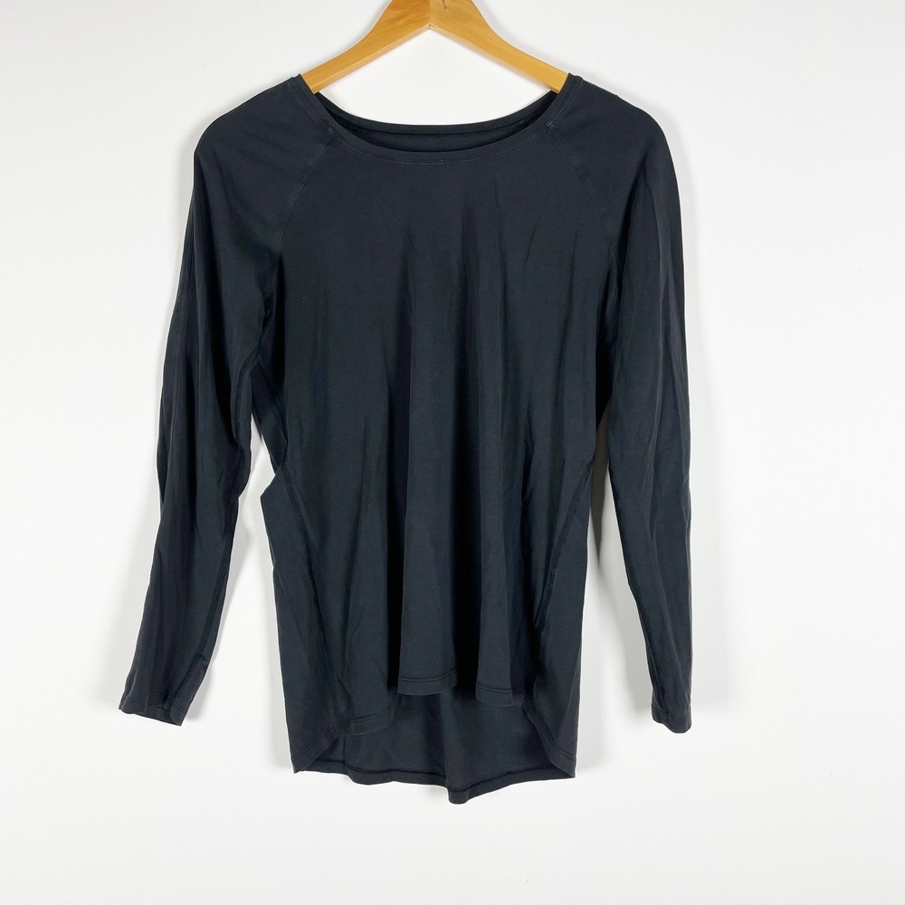 Lululemon Women's Cotton Crew Neck Long Sleeve Tee Shirt Black Small